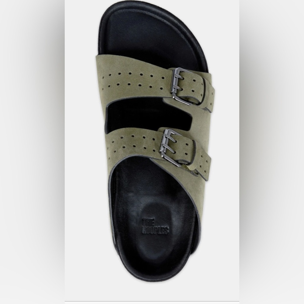 The Kooples Olive Khaki Leather Sandals, size 36‎
